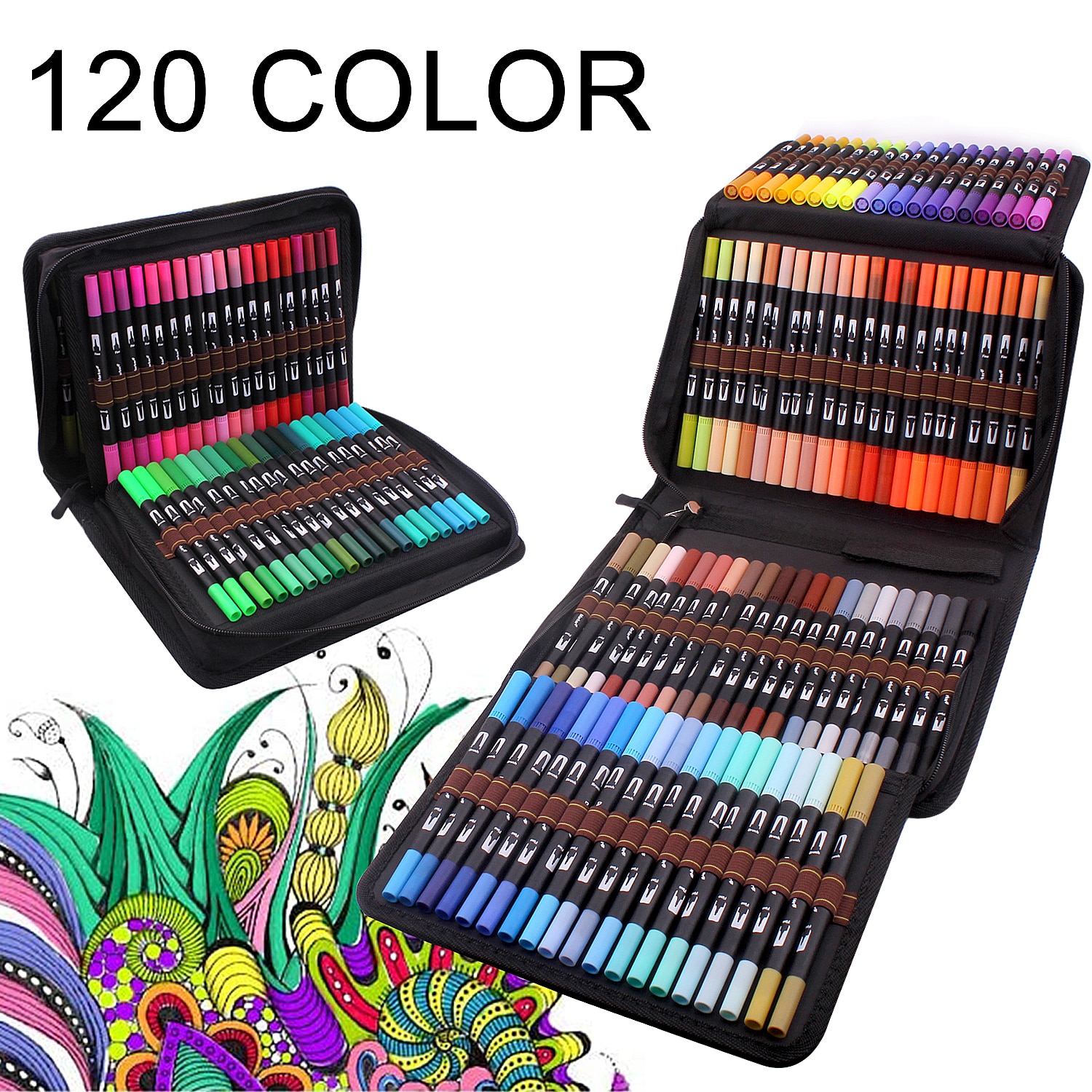 12-120 Colors Art Pens Set, Fine Tip & Flexible Br... – Vicedeal