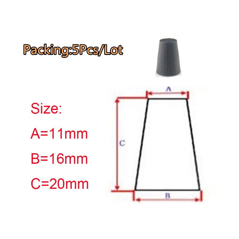 Black Stoppers Sealing End Cover Caps /High Temp Bungs /Conical Silicone Rubber Plug /Flask Tapered Tube /Masking Hole Stopper: 11x16x20mm-5PCS