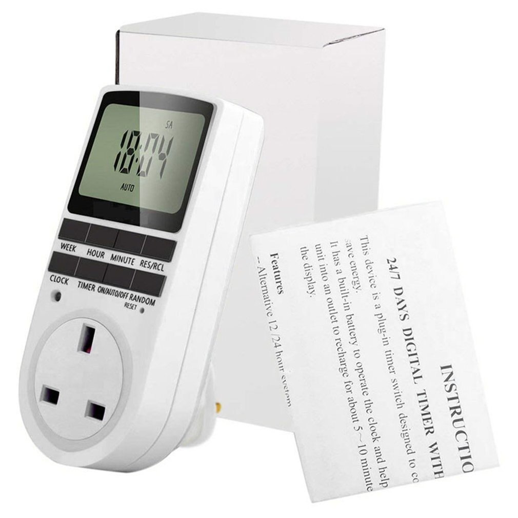 Large LCD Display Programmable Weekly Digital Smart Timer Switch Outlet Plug Timing Socket Countdown for Kitchen
