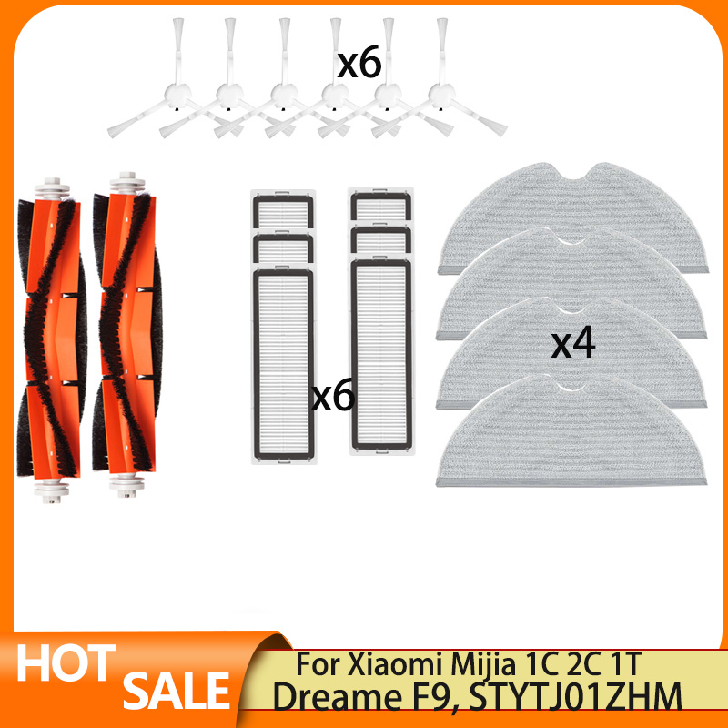 Kompatibel Für Dreame F9, Xiaomi Mijia 1C 2C 1T STYTJ01ZHM Ersatz Zubehör Wichtigsten Seite Pinsel Hepa-Filter Mopp Tuch teile: Schokolade