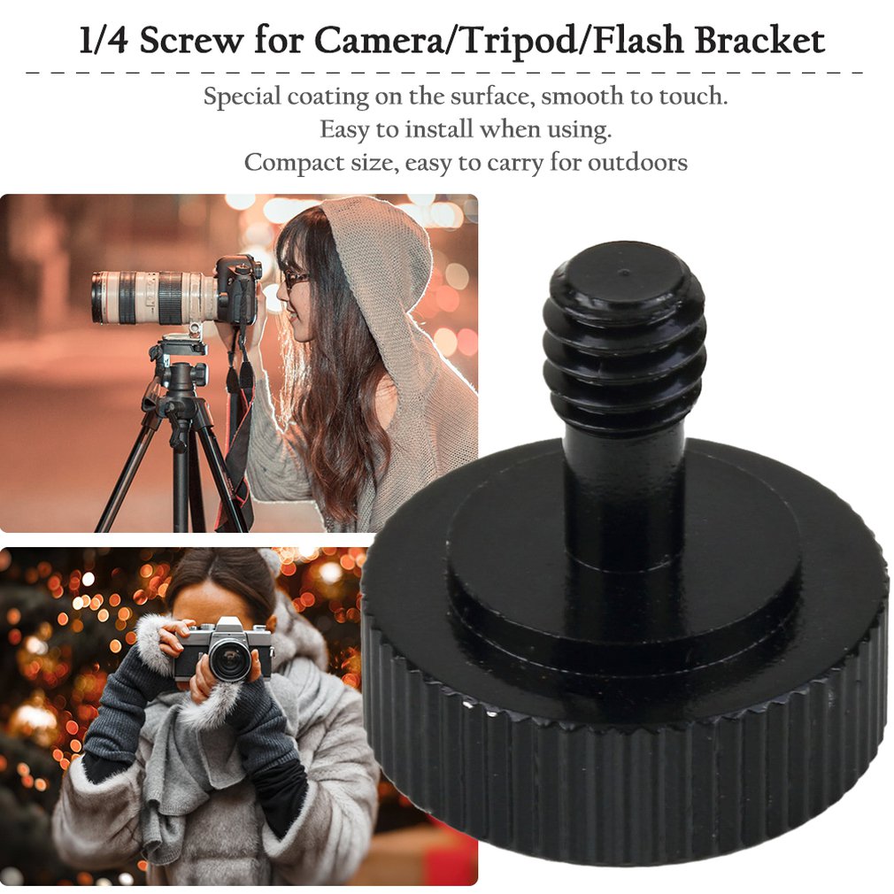 Roestvrij Staal Platte Kop Camera Schroef 1/4 Inch Man-vrouw Schroef Adapter Voor Camera Flash Statief Bracket Stand