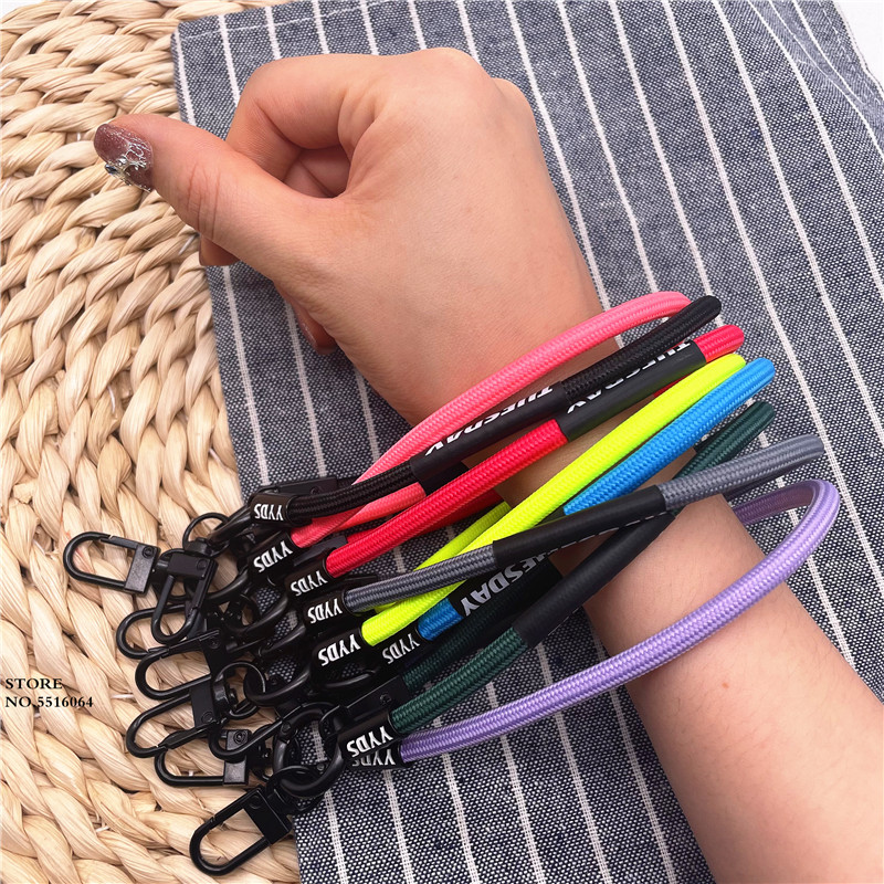 LLavero de Color fluorescente, llaveros con hebilla de Clip de Metal, correa para teléfono móvil, cordón antipérdida, cordón colgante, correa para muñeca para llaves