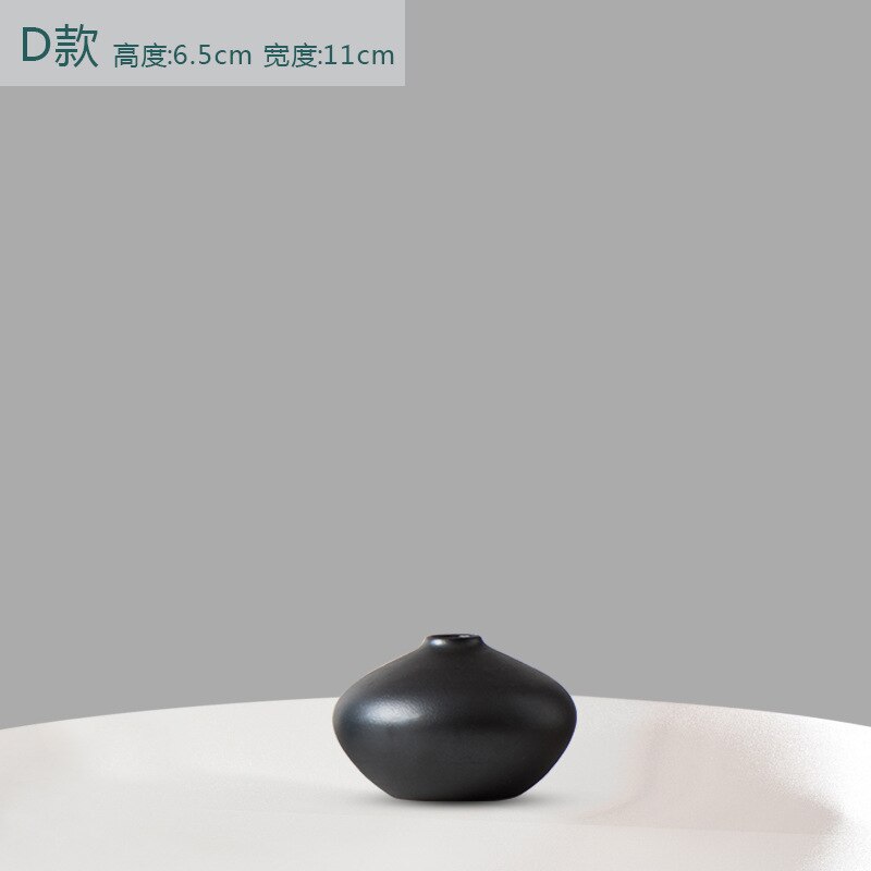 Nordic Style Ins Jingdezhen Ceramic Vase Flower Arrangement Dried Flower Simple Hydroponic Flower Device Living Room: black D