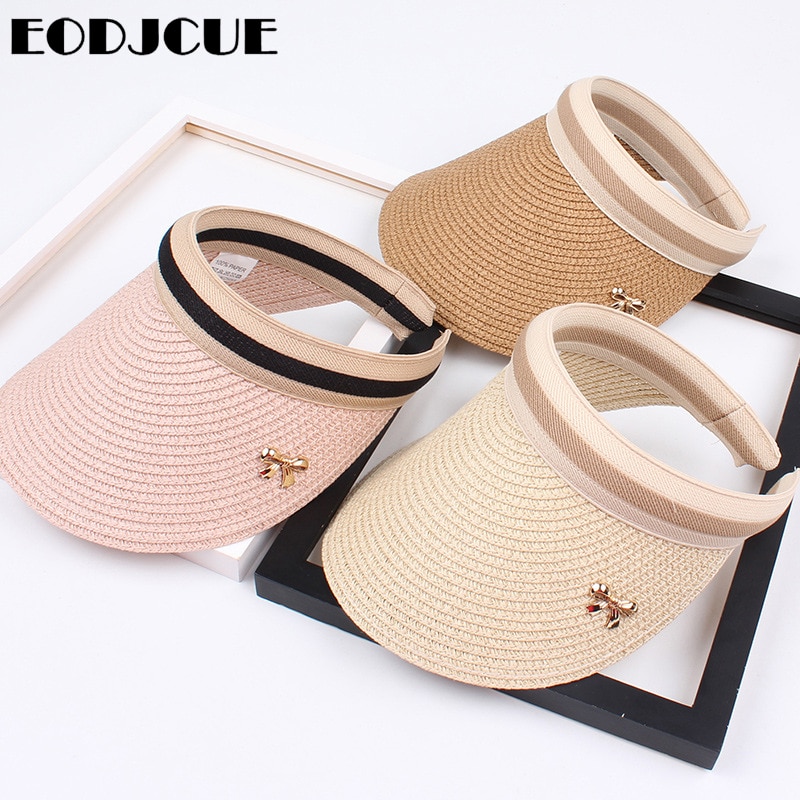 Zonnehoeden dames stro strik vizier petten zomer panama strand schaduwhoed lege hoge hoed voor meisjes