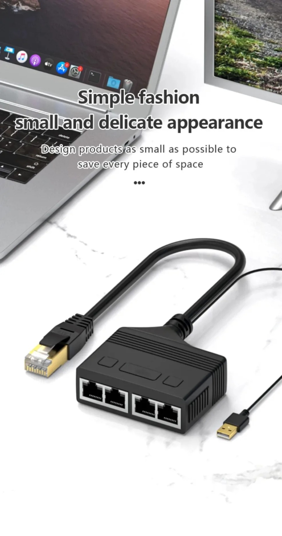 1 to 4 nettverk  rj45 splitter nettverkskabel splitterforlengeradapter kontakt fire enheter deler internett samtidig