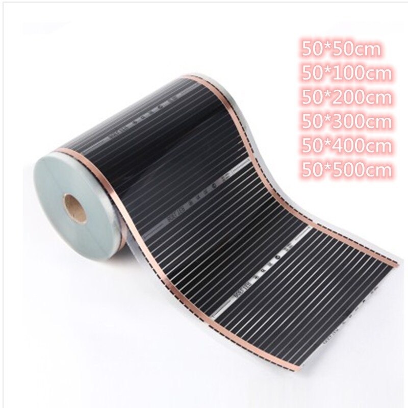 Alle Größen 220V 50cm Breite Gesunde Boden Heizung Infrarot Fußbodenheizung Kohlenstoff Film Heizung Elektrische Boden Erwärmung matt 220W