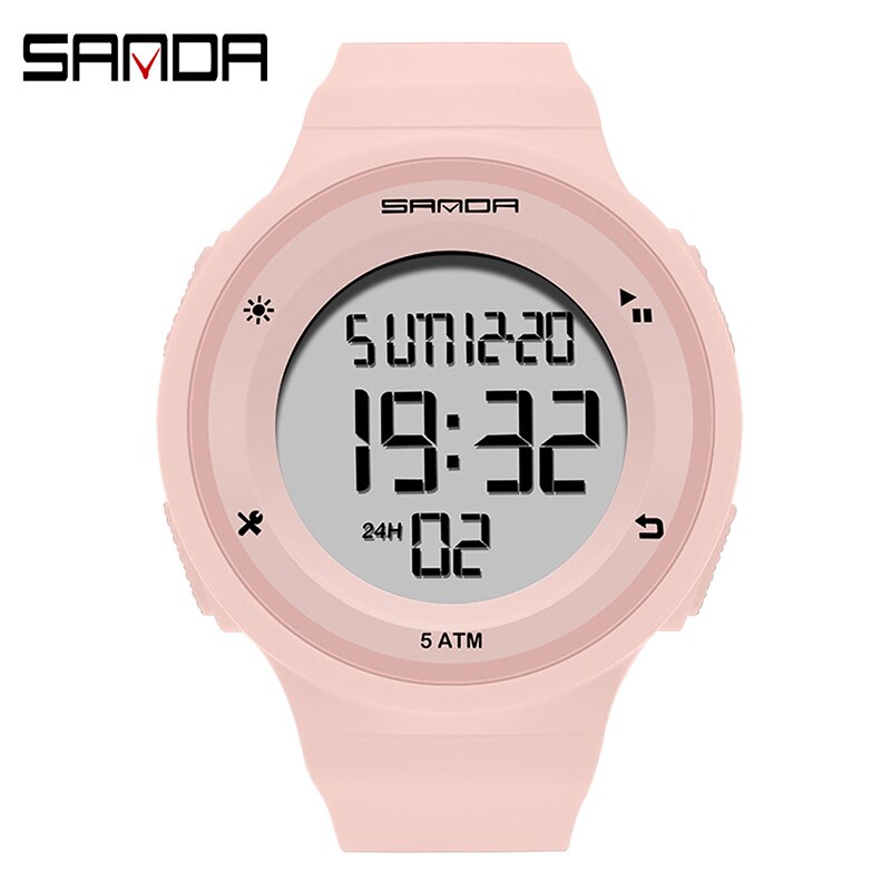 Digitale dameshorloges, jongens, meisjes, studenten, led siliconen horloge, roze, mooie digitale dameshorloges, alarm, vrouwelijke relogio: Roze