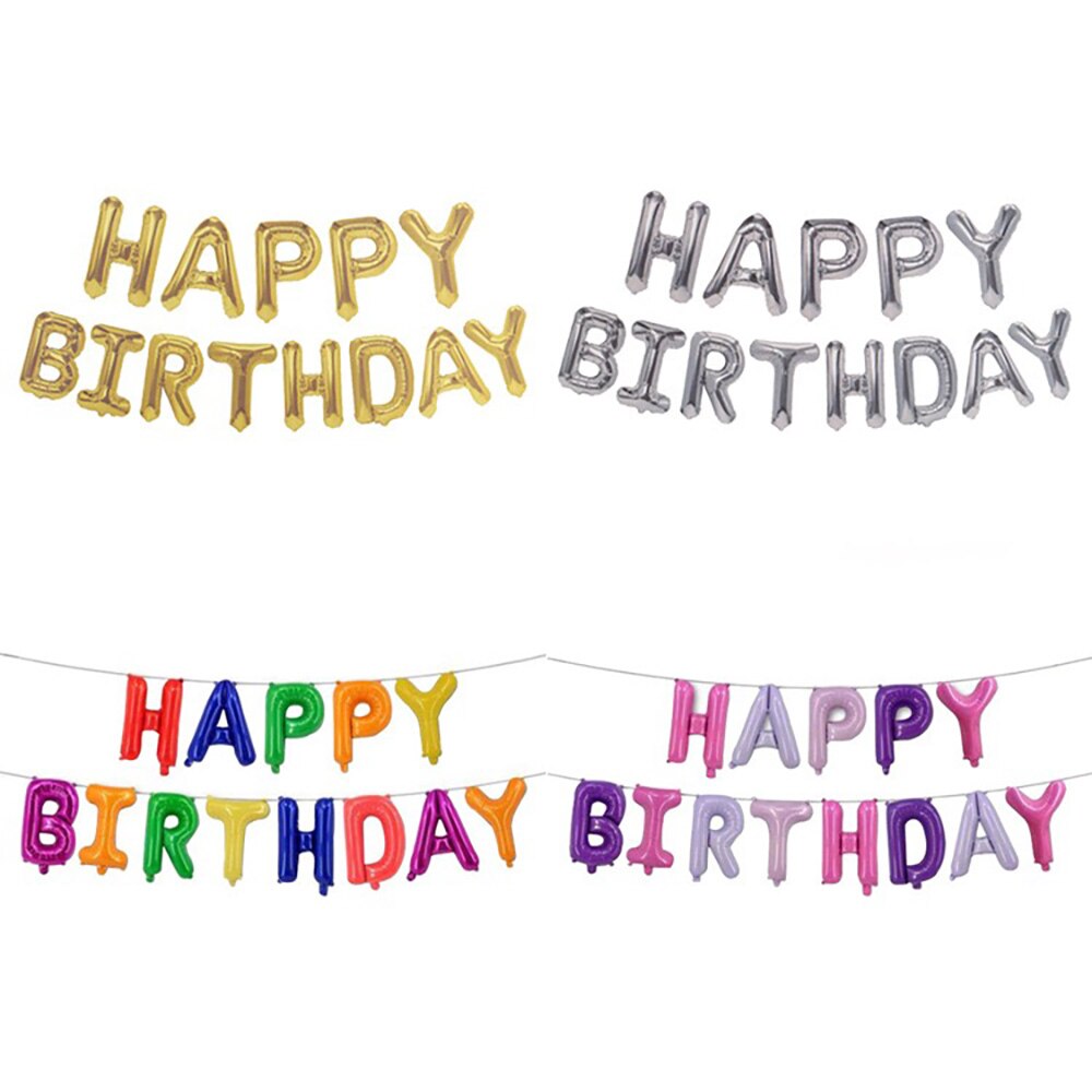13x Happy Birthday Letter Balloons Foil Ballons Kids Adult Baloons Birthday Party Decorations Red Rose Gold Silver Globos