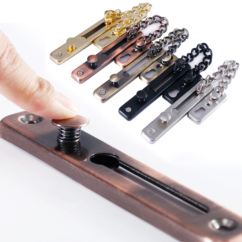 Verrou de porte en acier inoxydable Anti-vol | Chaîne de porte, verrou de porte, Bronze argent or noir, verrouillage de porte, matériel de verrouillage sans poinçon