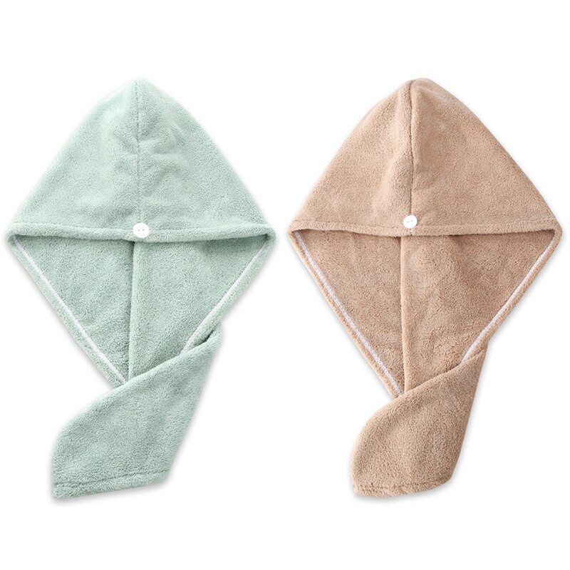 1/2pcs Microfibre Towel Cap After Shower Quick-drying hair Womens Girls Lady's Super Absorbent Towel Head Wrap Bathing Tools: green khaki