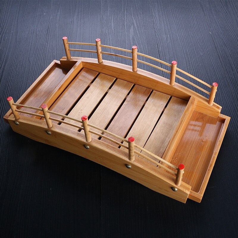 Japansk træ træ køkken sushi bro både fyrretræ sushi sashimi tallerken fad sushi bordservice dekoration ornament
