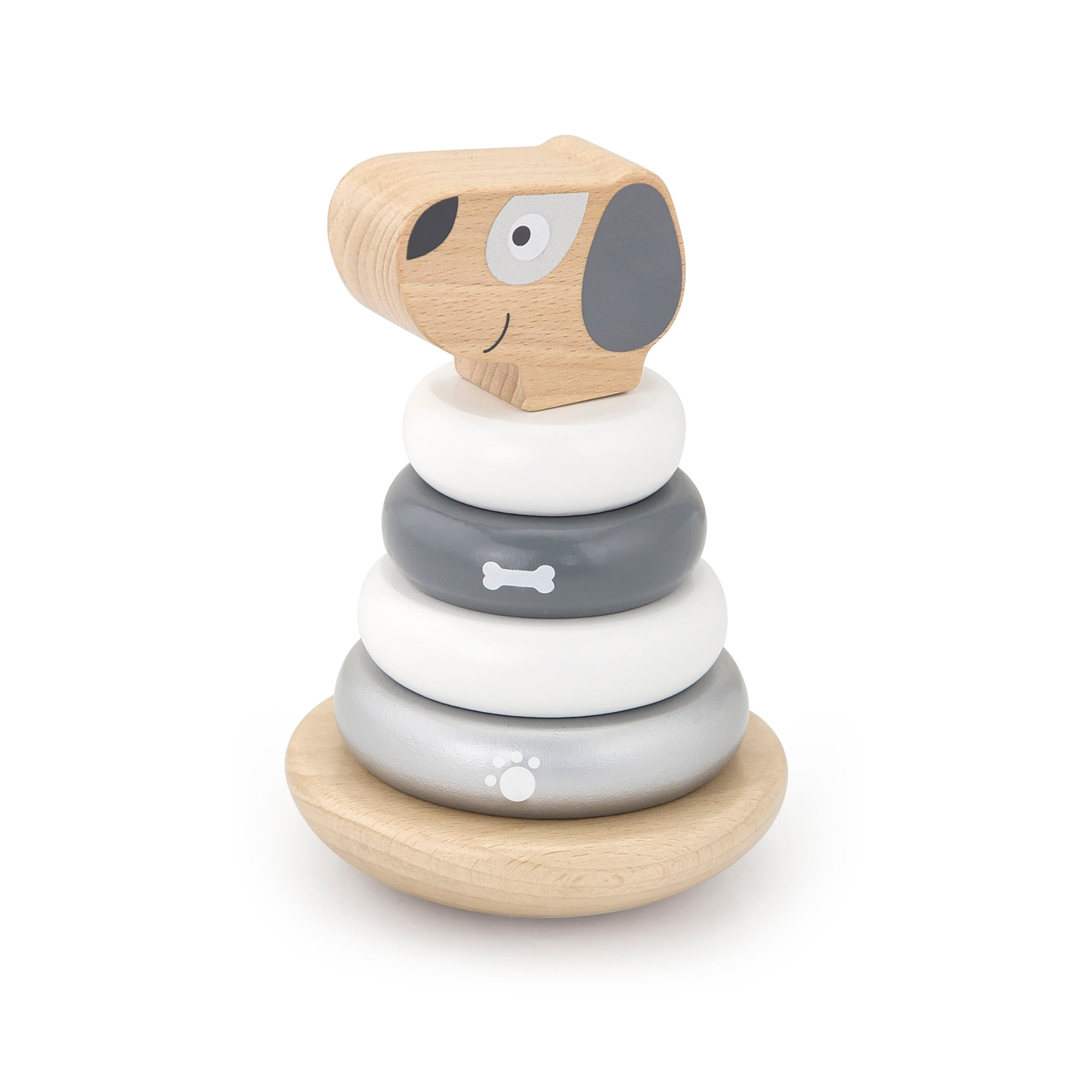 VIGA-juguetes de dibujos animados para bebés, juguetes de madera de arrastre de rueda de coche para apilar y tirar, para caminar para niños pequeños: V51613