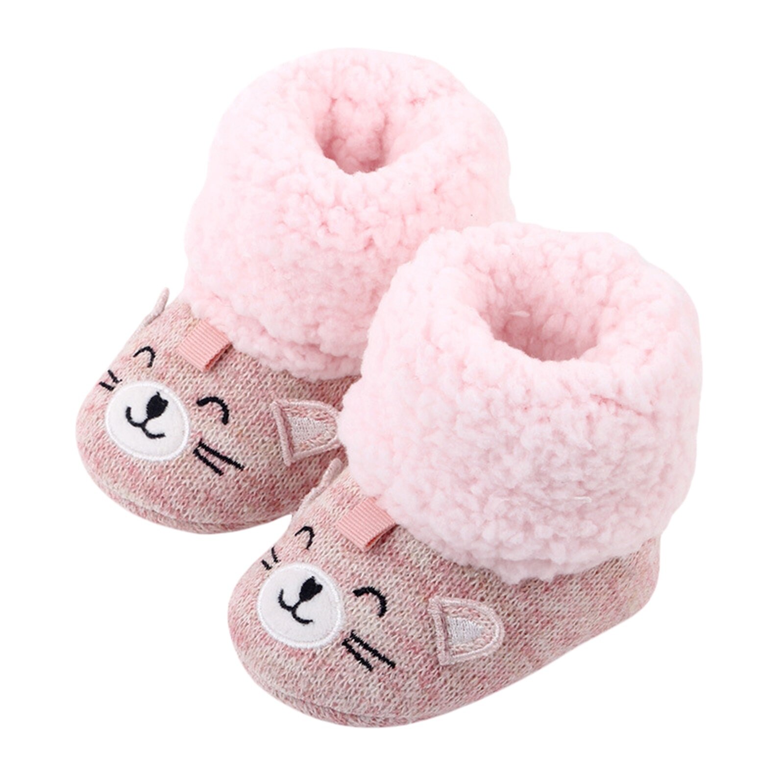 Babyschuhe, flauschig und #39 , mit kleinem bärenmuster, lang geschnitten, warm und mit weicher sohle, Ideal für partys und fotoshootings.