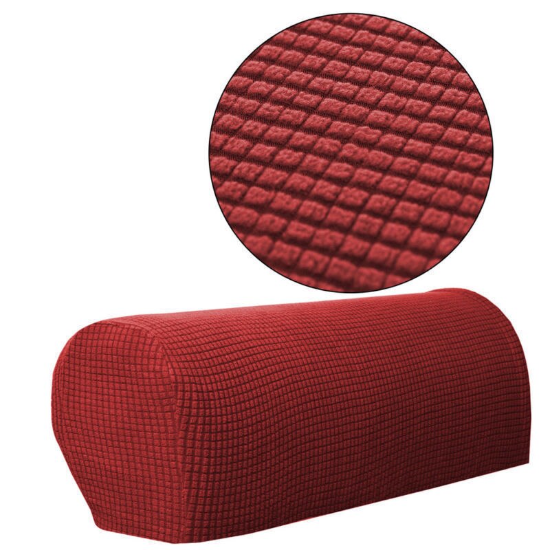 1 Pair Sofa Covers for Living Room Removable Arm Stretch Couch Chair Protector Armchair Covers Armrest Solid Couch Cover: Burgundy