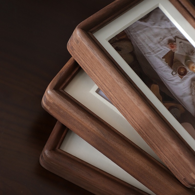 Marco de fotos de madera hecho a mano Retro con dibujos animados de paso, marco de fotos de escritorio de pie Vertical/Horizontal, decoración de pared colgante