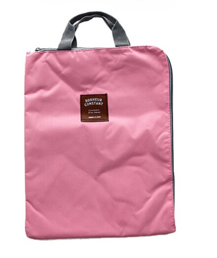 Waterproof Canvas File Folder A4 Paper Organizer Document Storage Zipper Bag Stationery Student Supplies Portable Laptop Holder: Pink
