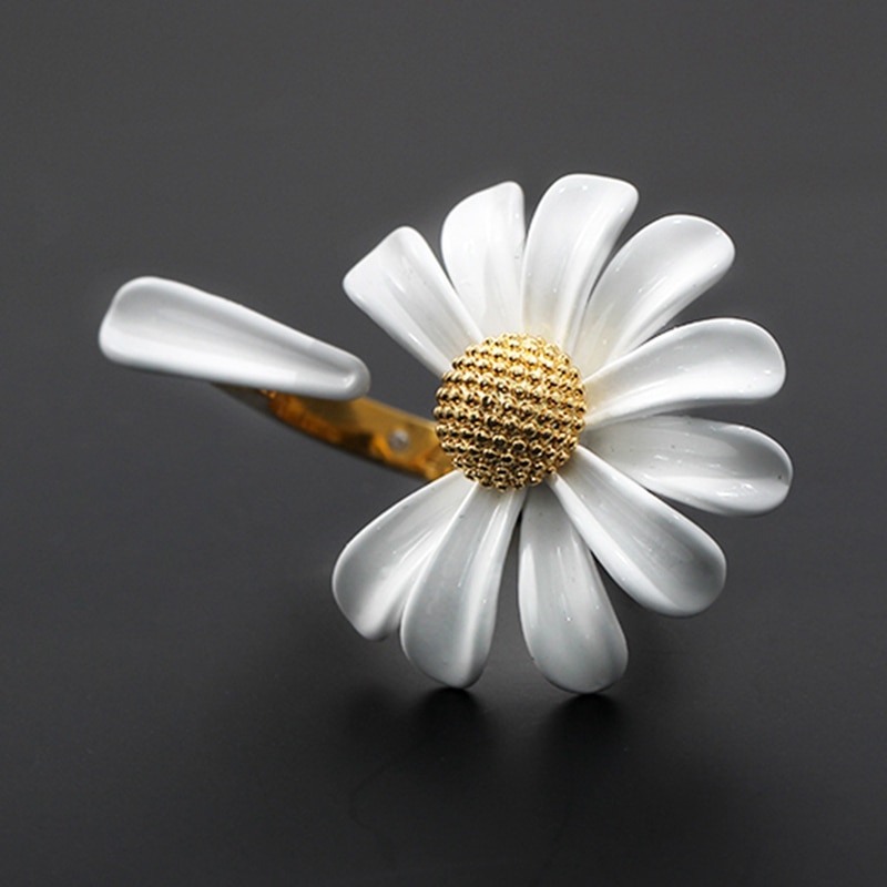 Voorjaar Witte Emaille Daisy Bloem Vintage Ringen Elegante Eenvoudige Temperament Opening Daisy Ringen Voor Vrouwen Sieraden Party