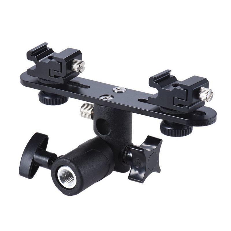 Double Shoe Flash Umbrella Holder Light Stand Mount for Photography Camera