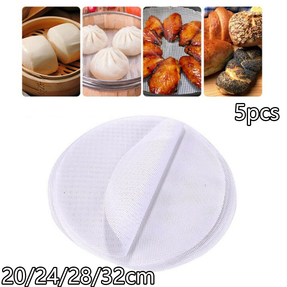 5 stk 20/24/28/32cm køkken non-stick silikone damper mesh runde pad genanvendelige dumplings mat bagning wienerbrød værktøj lager sikkerhed