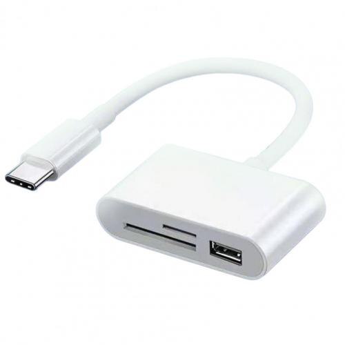 SD Card Reader USB C Card Reader 3 In 1 USB 2.0 TF Mirco SD Smart Memory Card Reader Type C OTG Flash Drive Cardreader Adapter: White Typec
