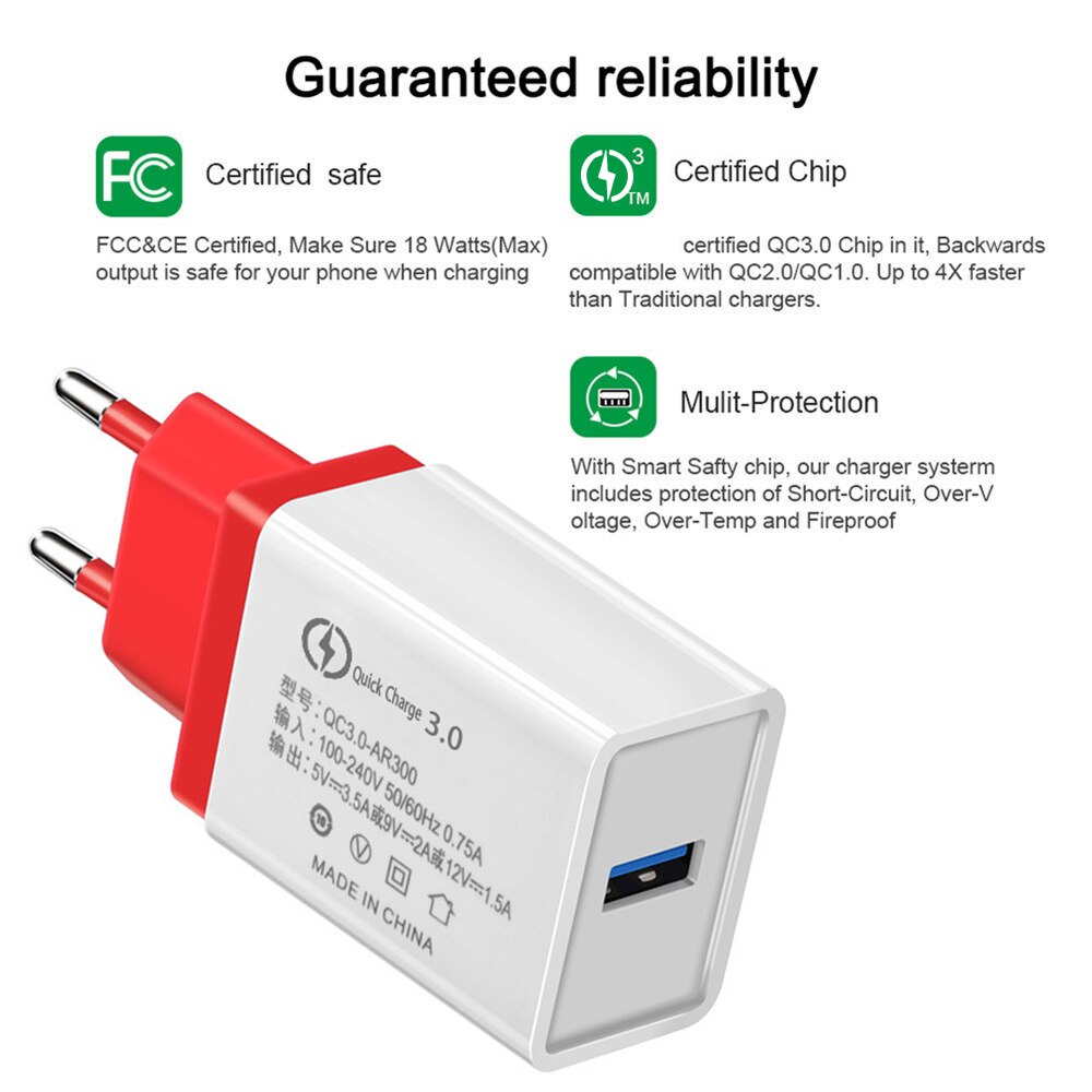 Quick Charge 3,0 USB Schnelle Ladegerät QC 3,0 USB Wand Ladegerät Adapter Telefon Ladegeräte Für iphone Xiaomi Samsung Huawei Telefon ladegeräte