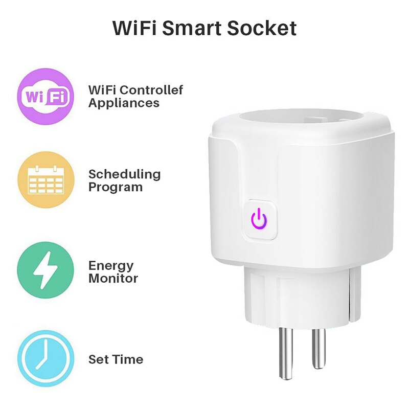 WiFi Smart Wireless Plug EU 16A Adaptor Remote Voice Control Power Energy Monitor Outlet Timer Socket for Alexa Google Home