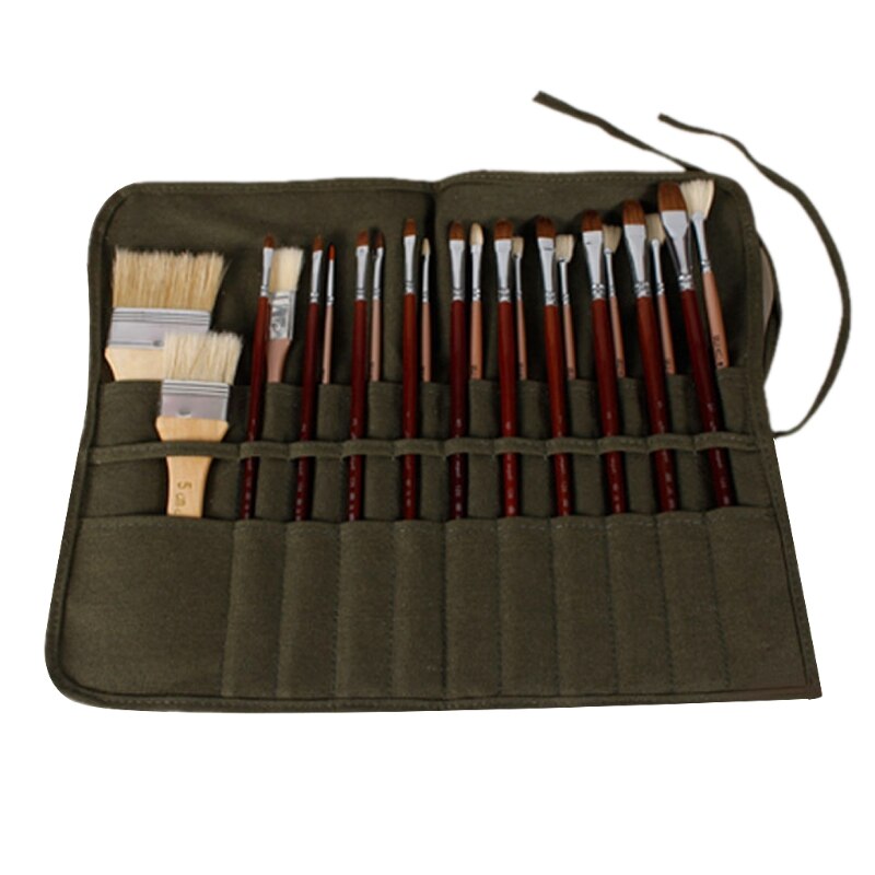 Borstel Zak Kunstenaar Aquarel Tekenen Pen Olie Verf Oprollen Canvas Gevallen Houder Pouch