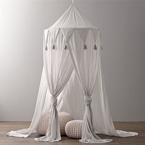 Children Baby Mosquito Net Dome Bed Mantle Canopy Bed Cover Mosquito Net Bedding Round Cotton Mosquito Net: Light Grey