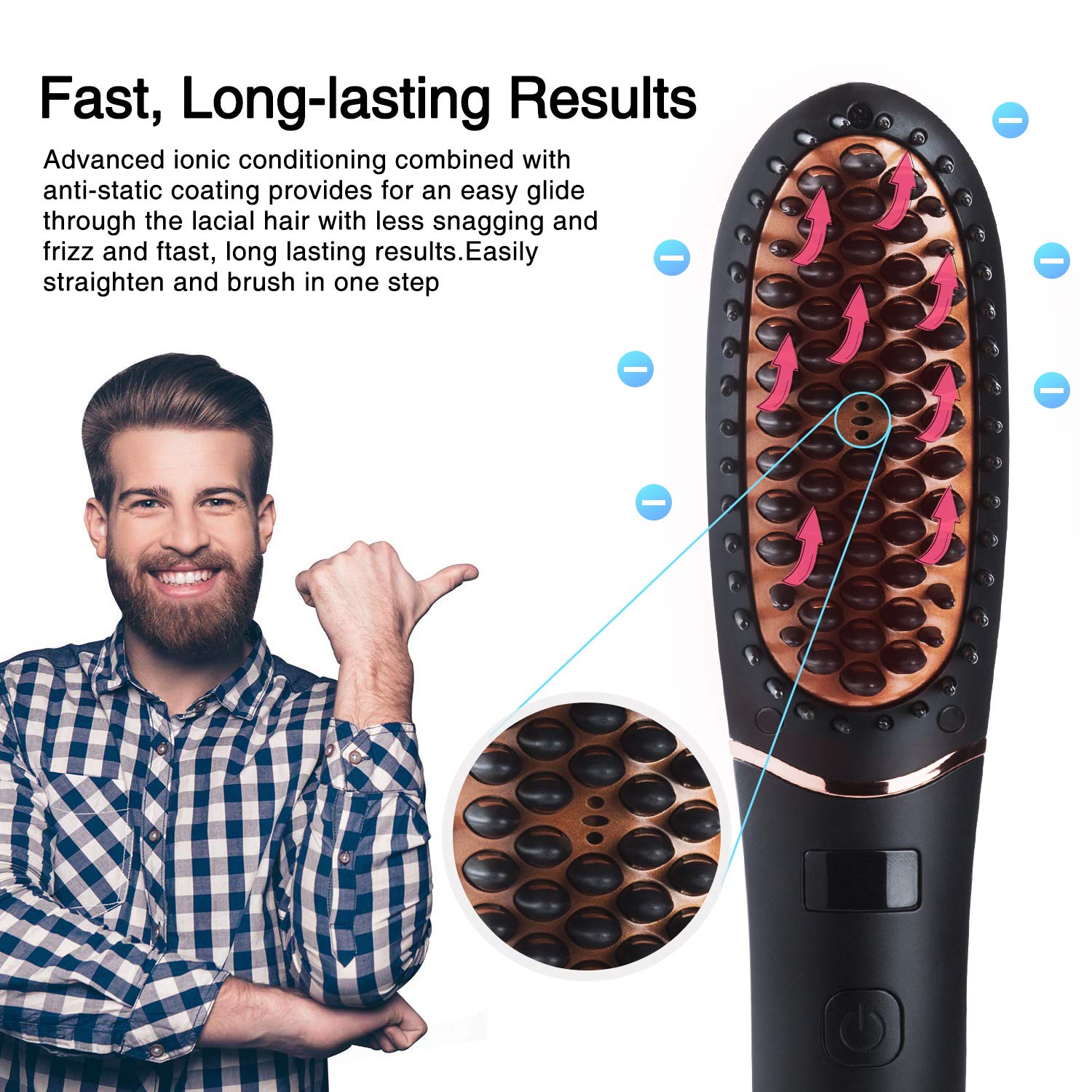 Kit barbe pour homme peigne à lisser brosse à barbe chauffante moustache homme peigne à raser femmes brosse à lisser les cheveux