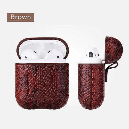 Capa de couro para airpods 2, capa para apple airpods 2 alça pc + estojos de cobertura com botões, película protetora de couro para airpods, dropshipping: brown sw
