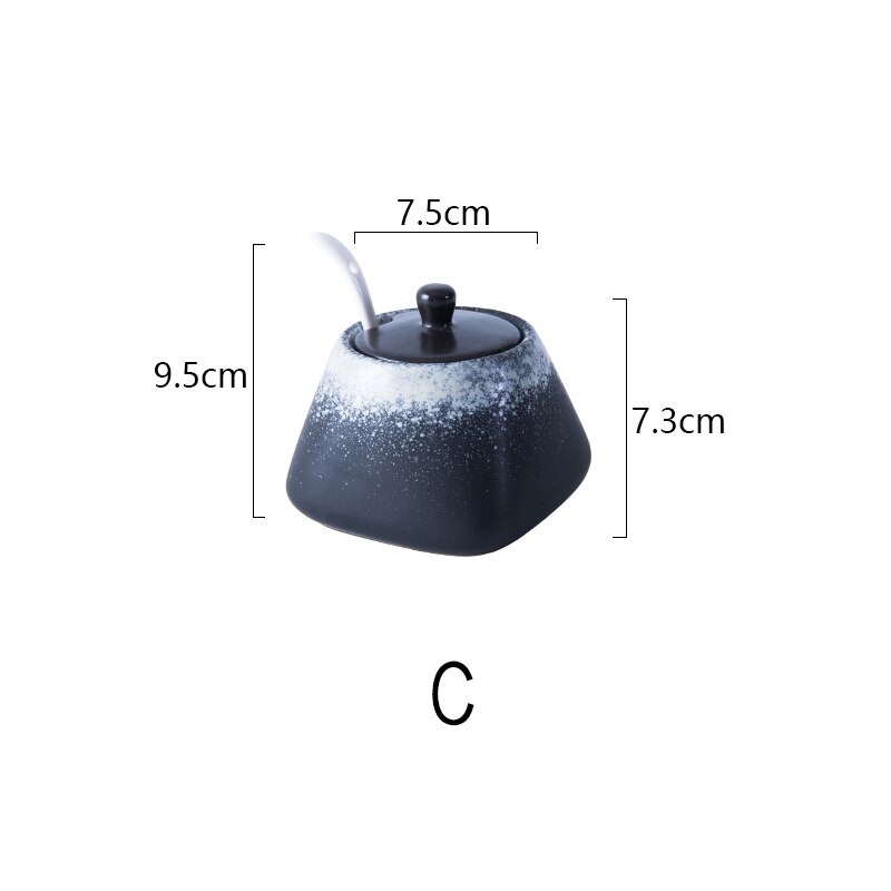 Spice Jar Ceramic Spice Box Household Kitchen Spice Jar Set Chili Jar Combination Salt Monosodium Glutamate Condiment Bottle: C