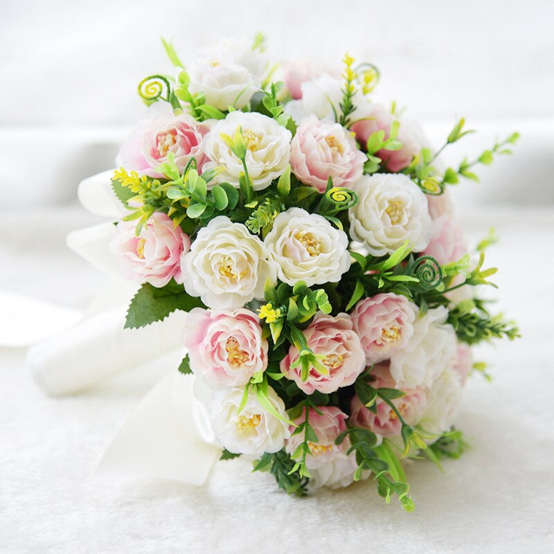 Bridal bloemen Boeket Bruiloft Boeket Kunstbloemen Voor Bruidsmeisjes Roze zijde bruidsboeketten De Mariage Bruidsboeket S4