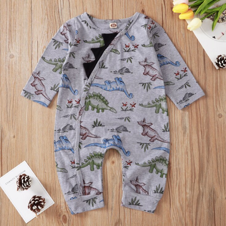 3-24M Dinosaur Print newborn baby boy sleeper long sleeve baby sleep and play suit