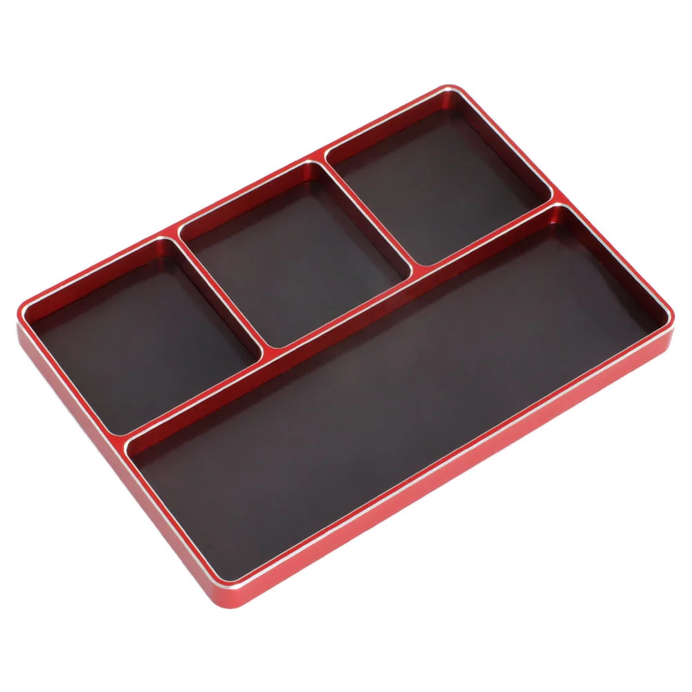 Bandeja de tornillos para herramientas de coche RC, caja de tuercas con imán para TRX4 scx10 HSP 94111 94123 wltoys 144001 Tamiya tt02 arrma Kraton tyfón: Rojo