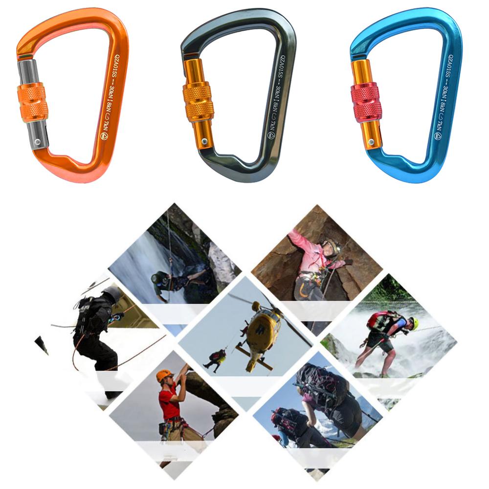30KN vis porte serrure mousqueton D Type anneau crochet descente escalade équipement crochet de sécurité camping en plein air pêche porte-clés