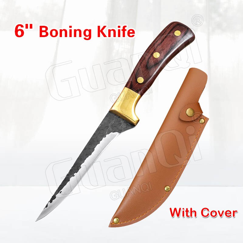 Stainless Steel Boning Knife Kitchen Knife Forged Butcher Knife Handmade Meat Cleaver Slicing Chef Knife Slaughter Knife Cutter: Style A with Cover