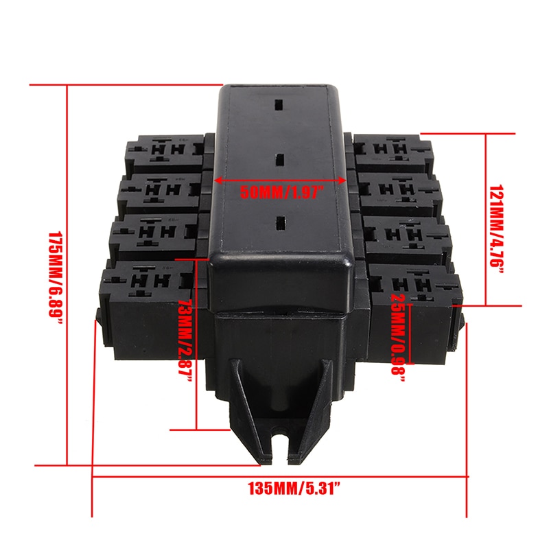 20 Slot Blade Fuse Holder 8 Way Relay Box Circuit Protector Distribution Block Car Fuse Relay Holder