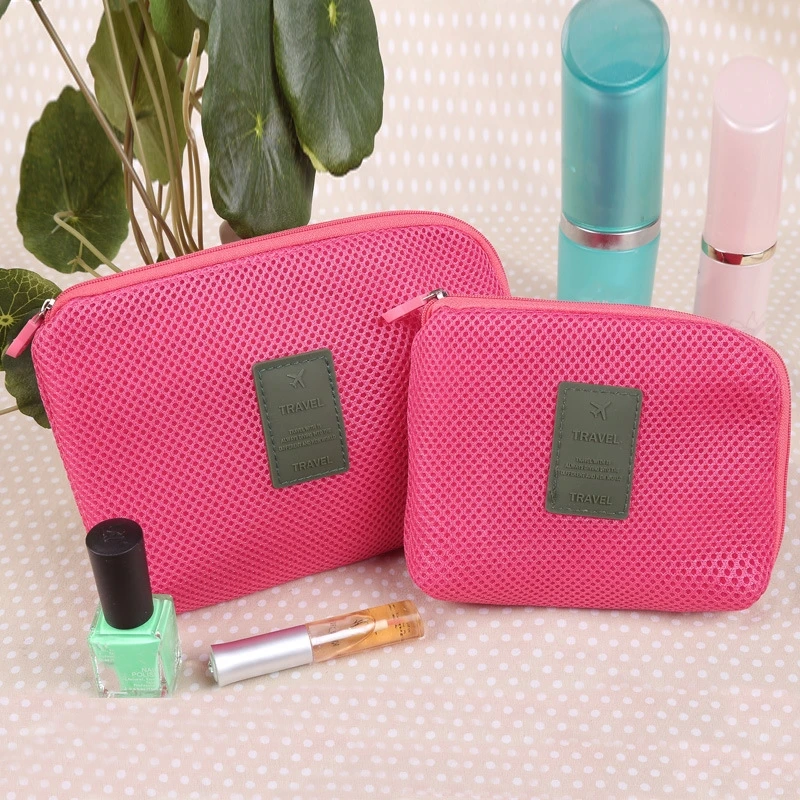 Männer Frauen machen-hoch Taschen Reise USB-Datenkabel Headset Kopfhörer Organizer Tasche einfarbig große Kapazität Reiß verschluss Kosmetik tasche