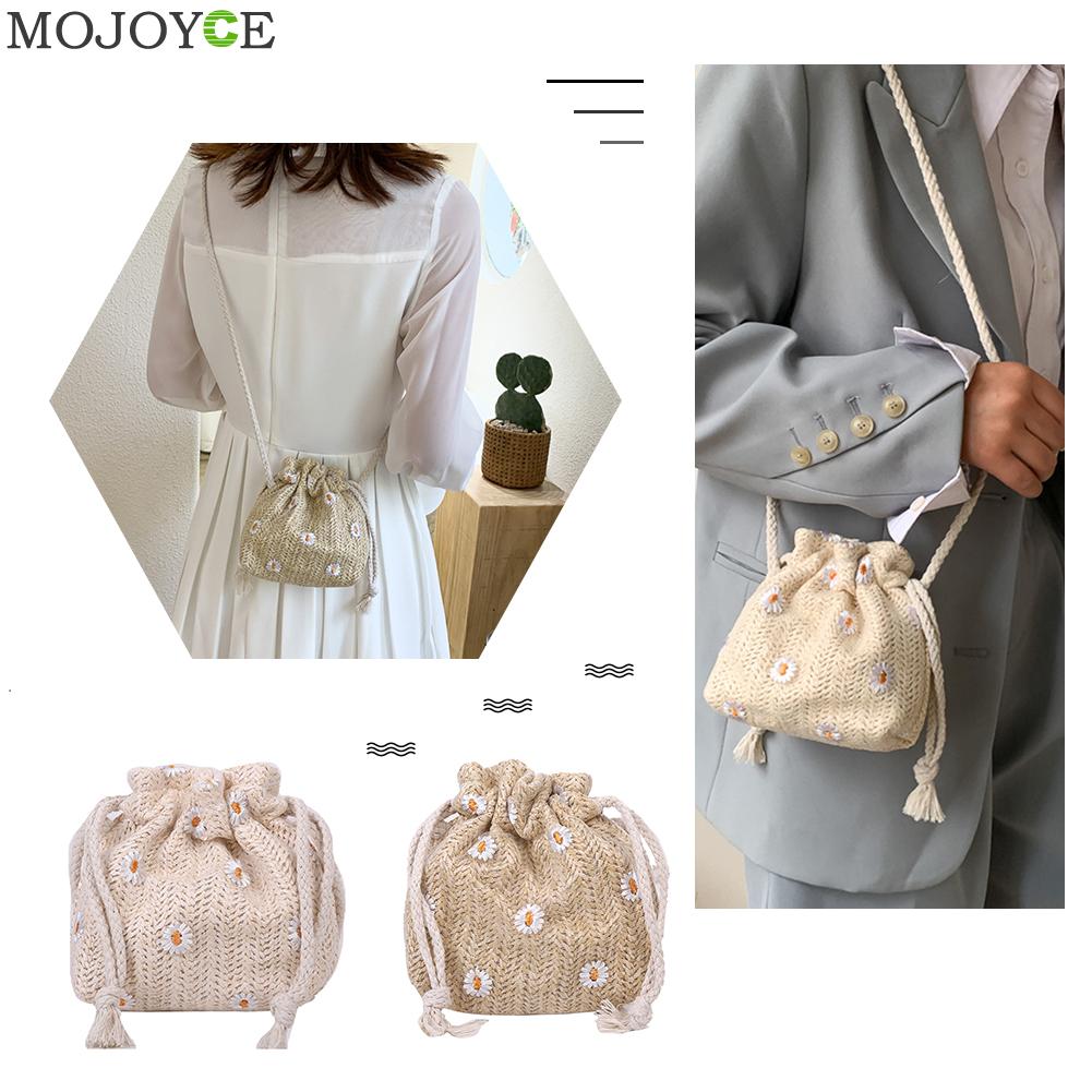 Handgemaakte strogevlochten emmertassen rotan dames zomer strand reis schoudertassen strand crossbody tassen geweven boodschappentassen