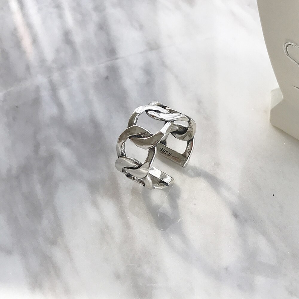 INZATT Echt 925 Sterling Silber Kette Hohl Ring Für Frauen Party Punk Edlen Schmuck Minimalistischen Zubehör