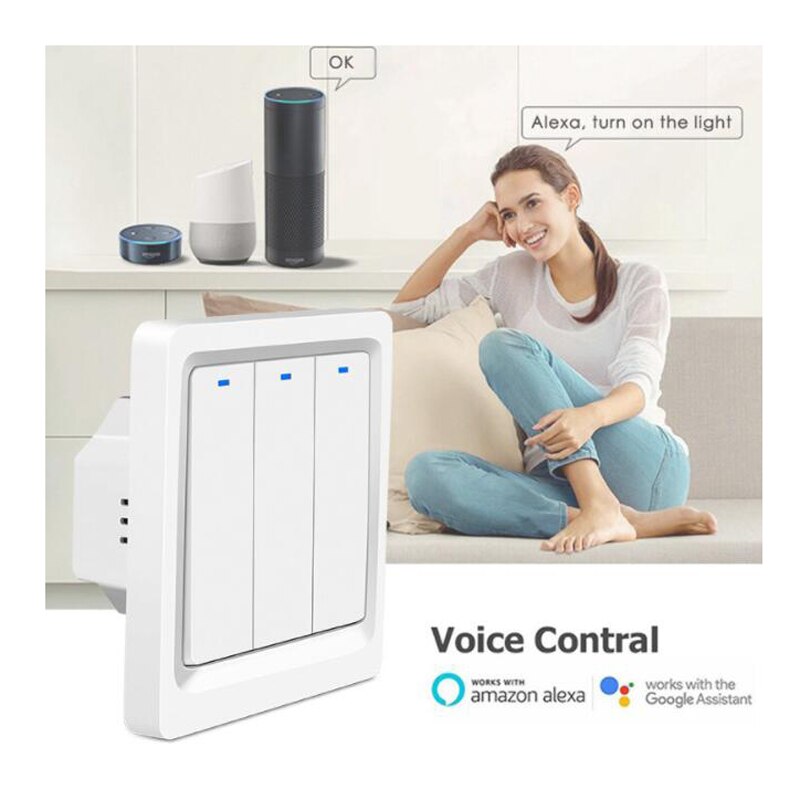 Wifi Smart Light Switch panel key switch Voice Control Tuya Wireless Wall Switches Remote with Alexa Google Home 1/2/3 Gang