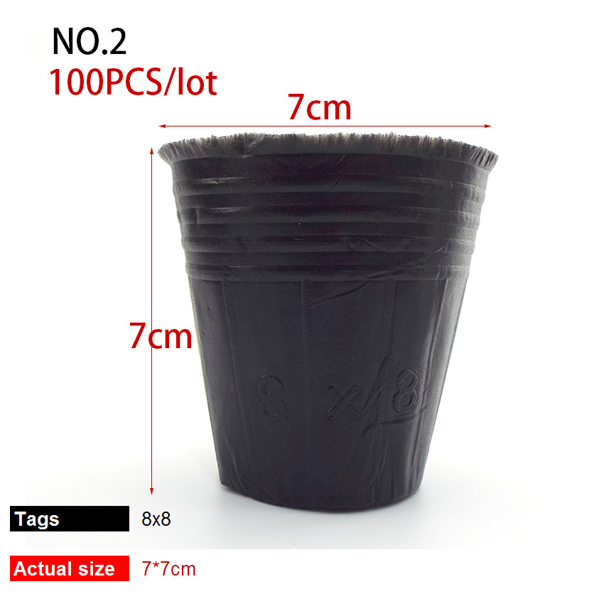 50/100 6/8/12cm plant grow pot gardening Nursery Cups planter Starters garden flower planter plastic pots Herb vegs Home tools: no.2 100pcs