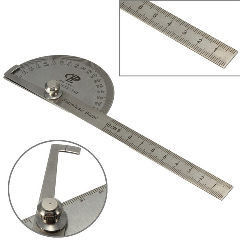 Buscador de transportador de acero inoxidable, regla rotativa de 180 grados para herramienta de medición de carpintería, 1 ud.