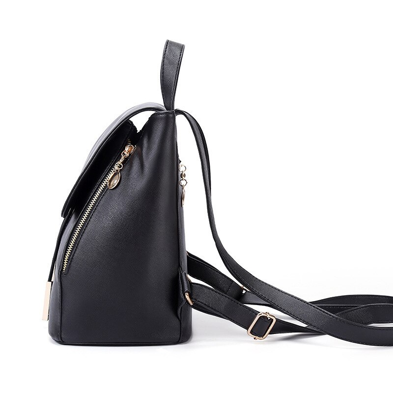 Black School Supplies Backpack Female PU Leather Backpack Japanese Street Bag Women's School Bag for Adolescent Girls Backpacks