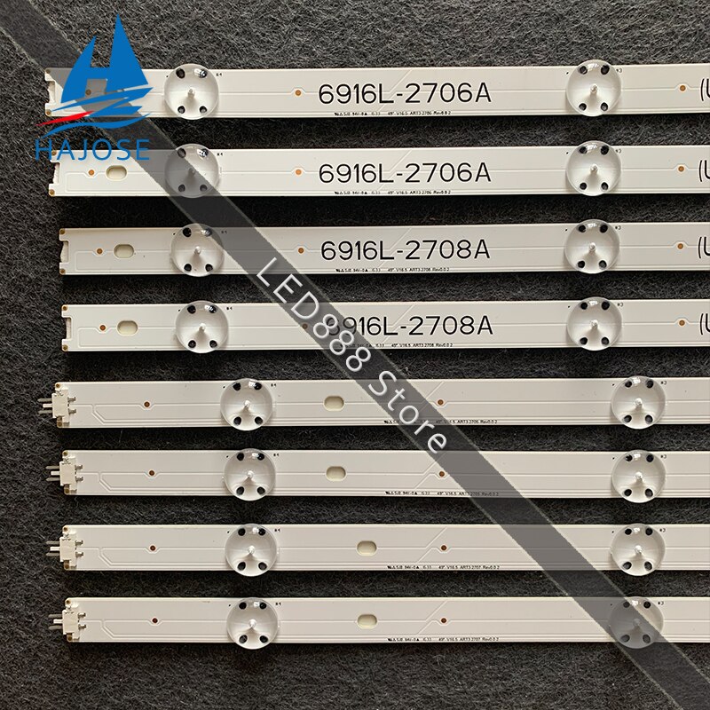 8 PCS/set tira de LED para iluminación trasera para LG 49LJ510M 49LJ58300W 49UH603V 49UH620V 49LW340C 49LW340H 49LF5400 49UH610V 49LH570V 49LH590V