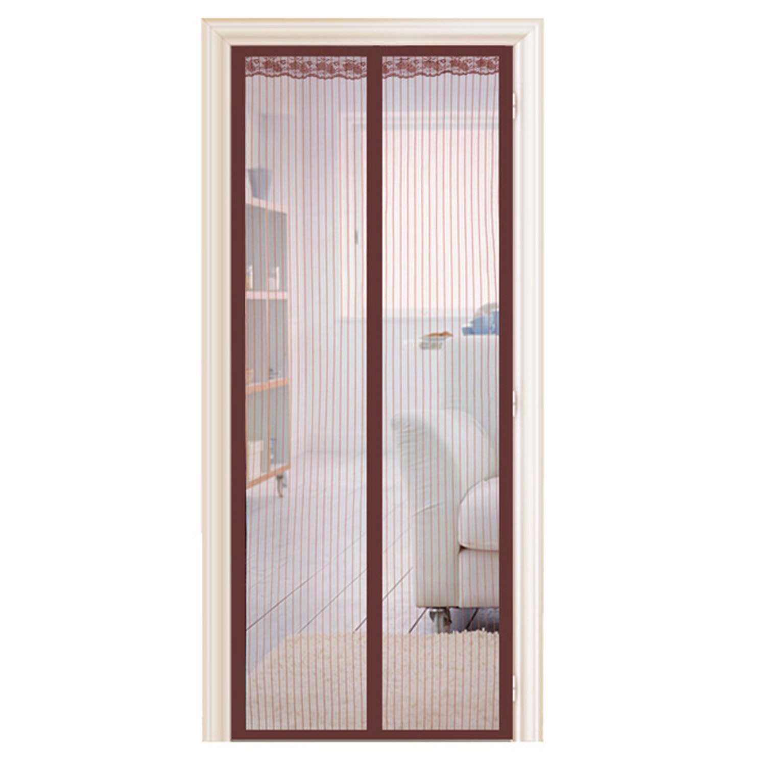 Summer Anti Mosquito Insect Fly Bug Curtains Window Net Screen Curtain Magnetic Mesh Netting Window Screen Kitchen Home: Brown / 80x200cm