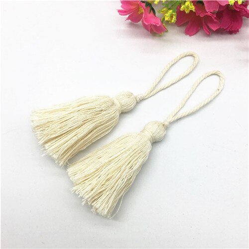 5 stk mini korte hengetau dusker smykker hjem tekstil gardin klær anheng håndverk dusker diy klær dekorasjon materiale: Beige