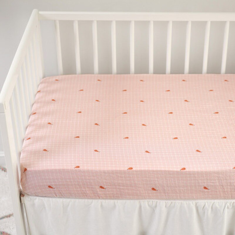 Baby Bed Sheet Pure Cotton Crib Mattress Cover For Kids Cute Cartoon Pattern Baby Fitted Sheets Baby Bedding Photography Props: FISH PINK