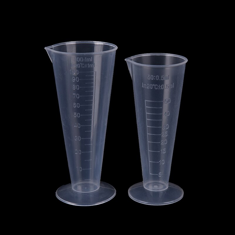 Vaso de medición graduado de plástico para laboratorio, herramientas de medición de prueba de cocina, recipiente de vaso líquido para hornear, 50ml, 100ml, 1 ud.