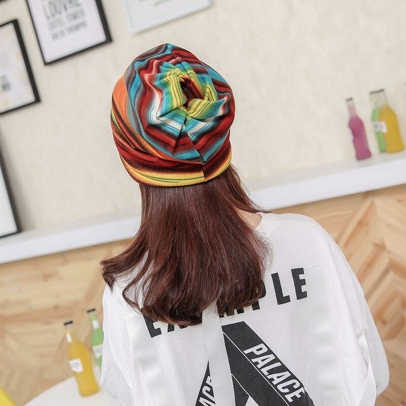 A prueba de viento deportes gorras mujeres corriendo, gorros, sombreros de capucha de invierno gorros de abrigo a rayas de punto sombrero de la bufanda de Yoga gimnasio directo tapas